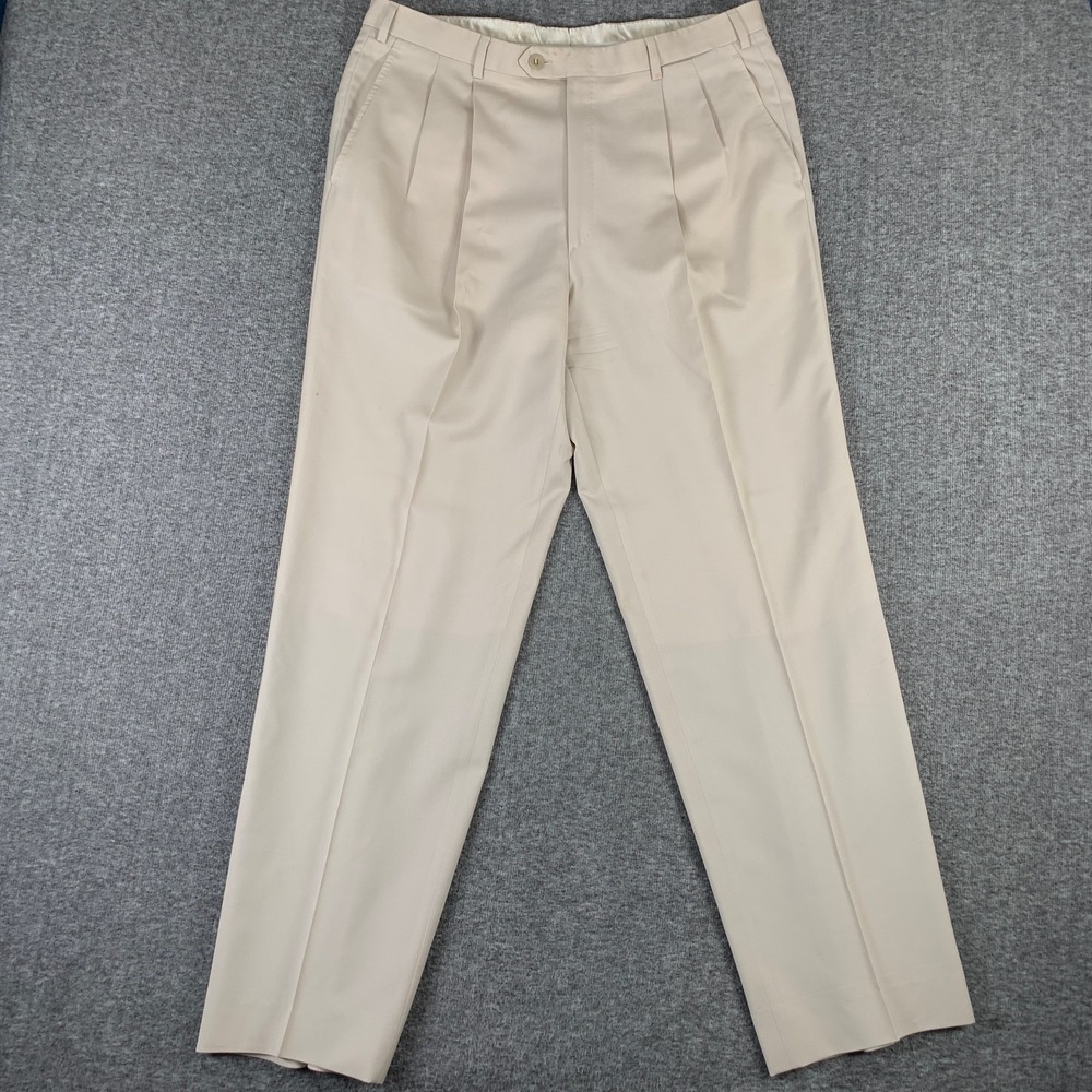 Brioni Pleated Pants Men 36x31 Beige Old Money Luxury Segovia Wool